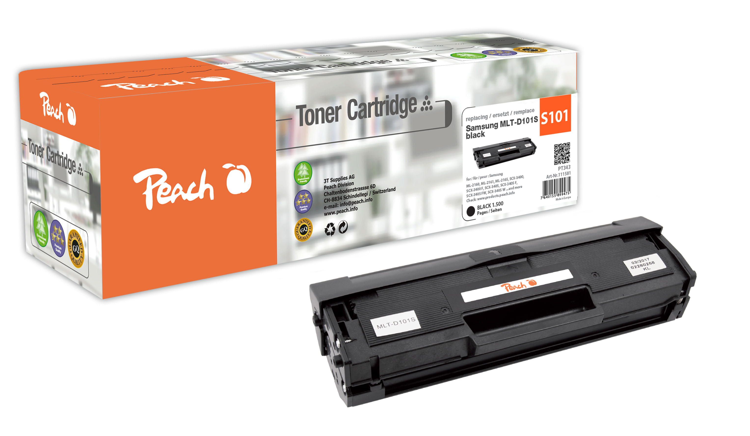 Peach  Tonermodul schwarz kompatibel zu Samsung SCX-3401
