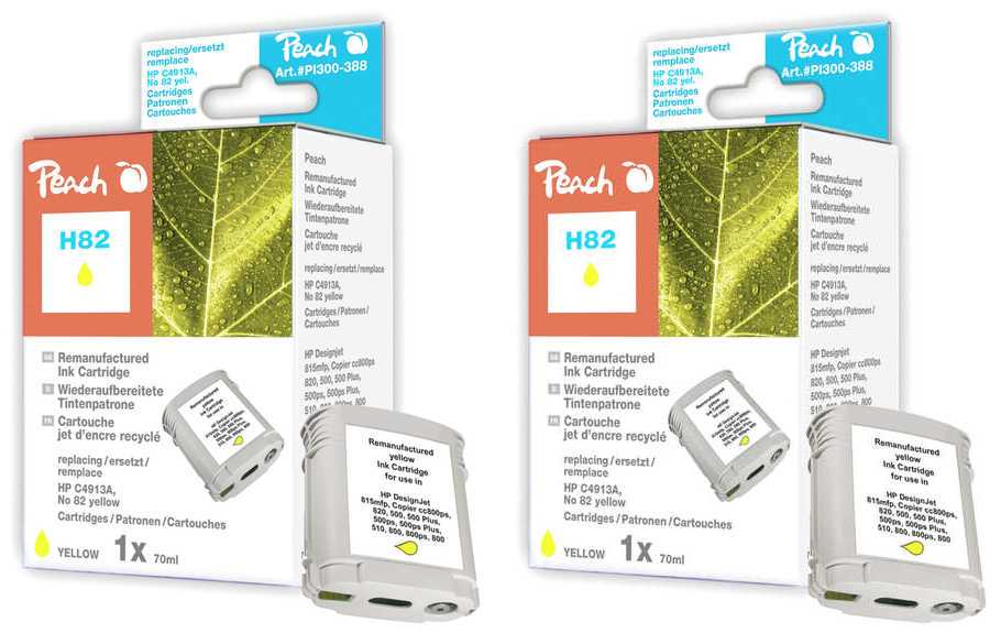 Peach  Doppelpack Tintenpatronen gelb kompatibel zu HP DesignJet 510 PS 24 Inch