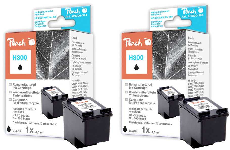 Peach  Doppelpack Druckköpfe schwarz kompatibel zu HP DeskJet D 2545