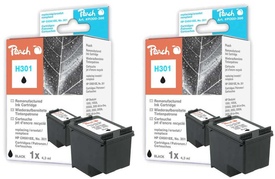 Peach  Doppelpack Druckköpfe schwarz kompatibel zu HP Envy 5530 Series